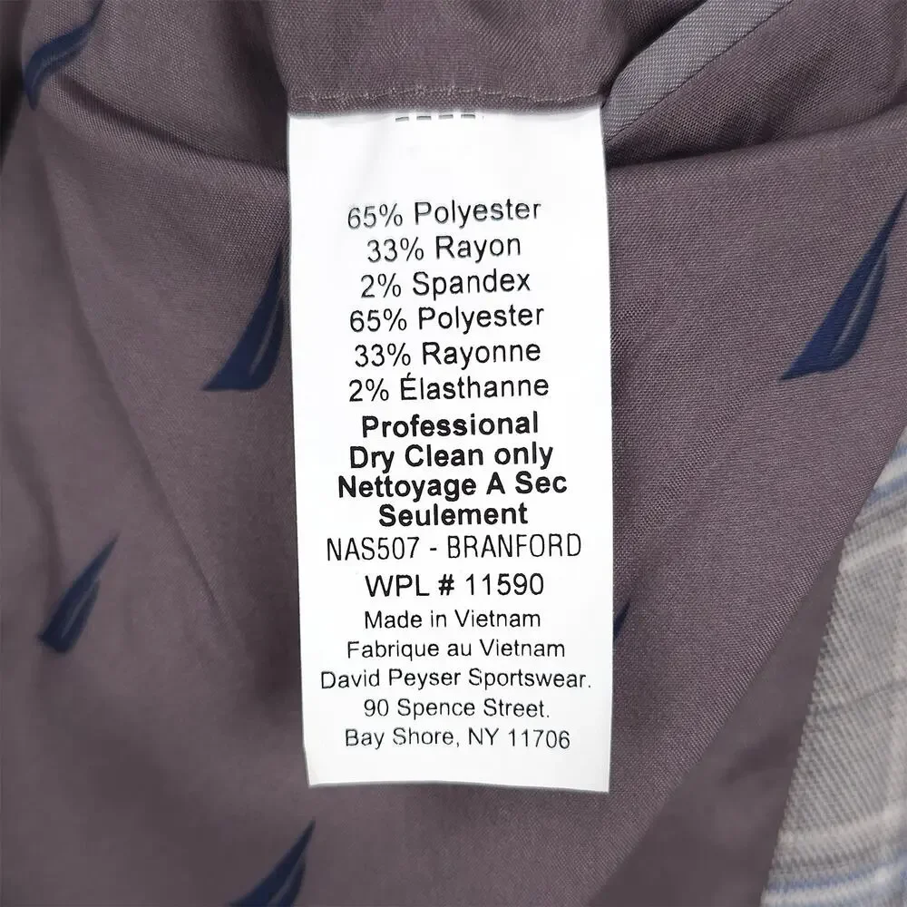 Nautica Mens Modern Fit Sport Coat Blazer 40R Grey Blue Plaid Stretch NWT
